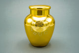 Gold-Colored Metal Tea Jar, Fukujuen Tea Company